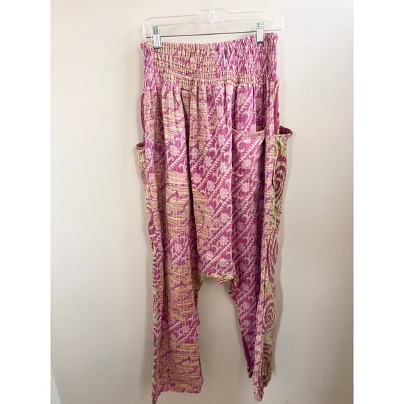 NWT Kantha Bae Good Vibes Harem pants pink free size boho festival summer - Picture 3 of 8